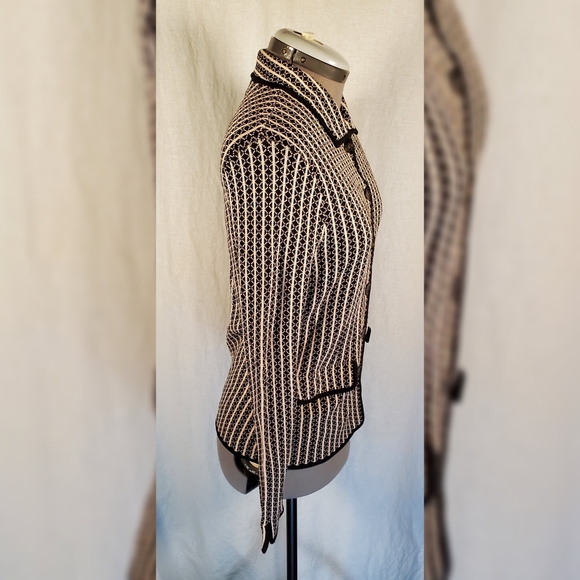 Jones New York Cardigan Sweater BLK/WHT Button M - Picture 2 of 6